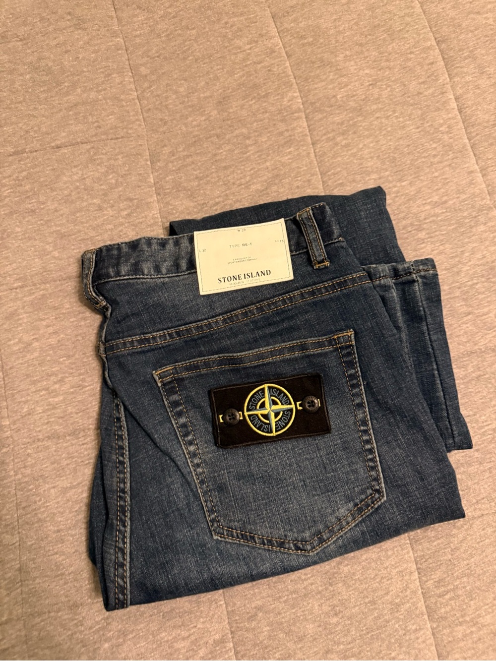 Stone Island Men’s Blue Slim Jeans with Compass Patch